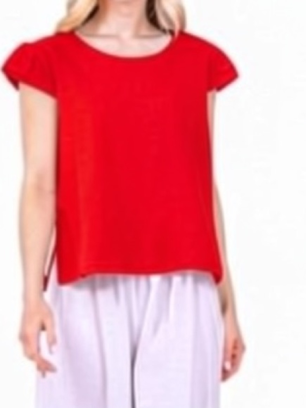 NWT Cottonways Libby 100% Cotton Gauze Red Short Sleeve Top $50